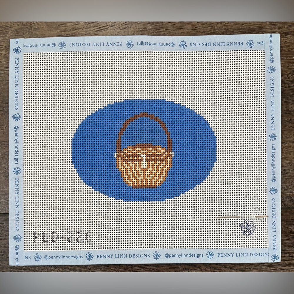 Penny Linn Nantucket Basket Handpainted Needlepoint Canvas 13 mesh 5 x 3.5 inch